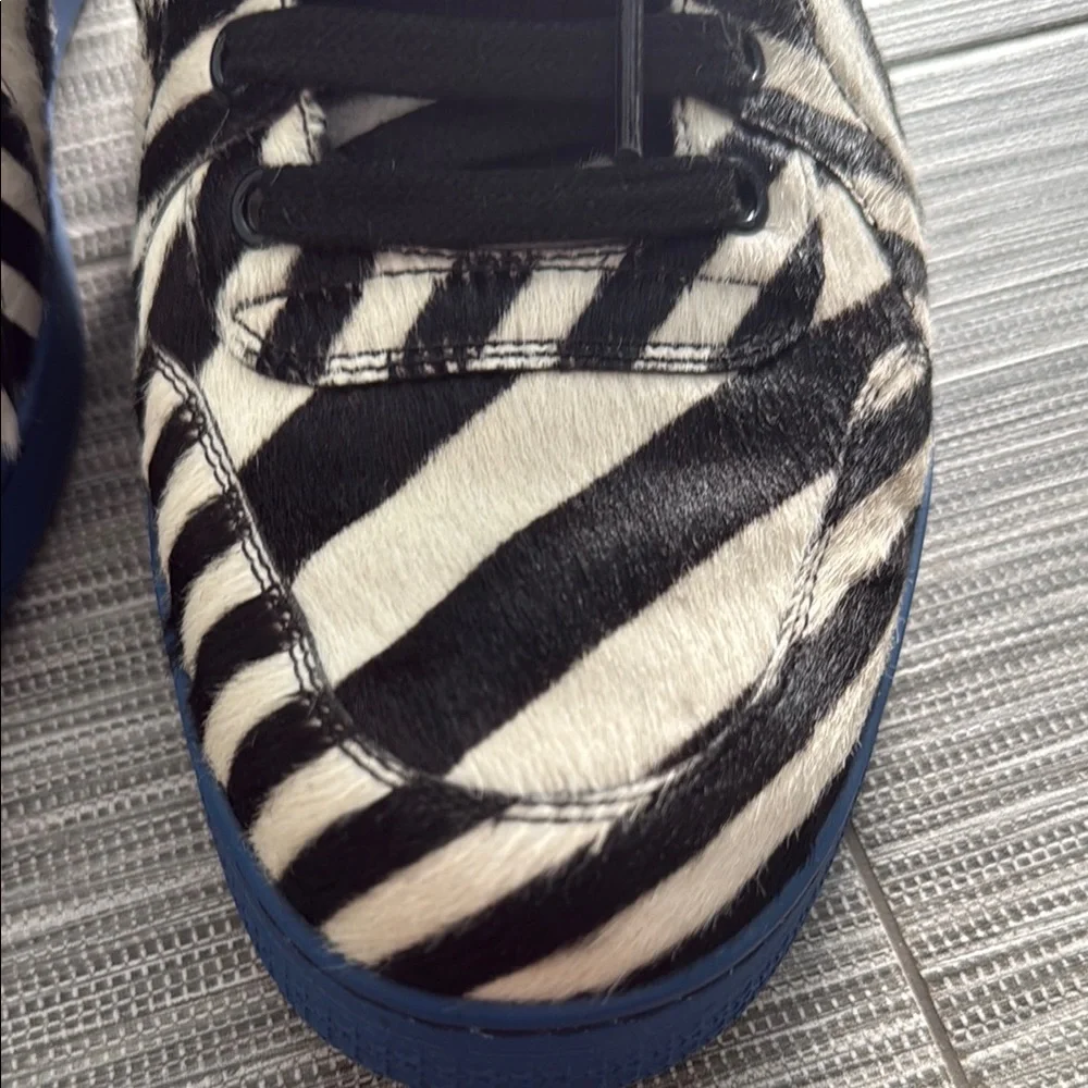 Gucci Men's Shoe Pony Stripe Black / White Blue Sole High Top Sneaker 9G (US 10) - Picture 3 of 11